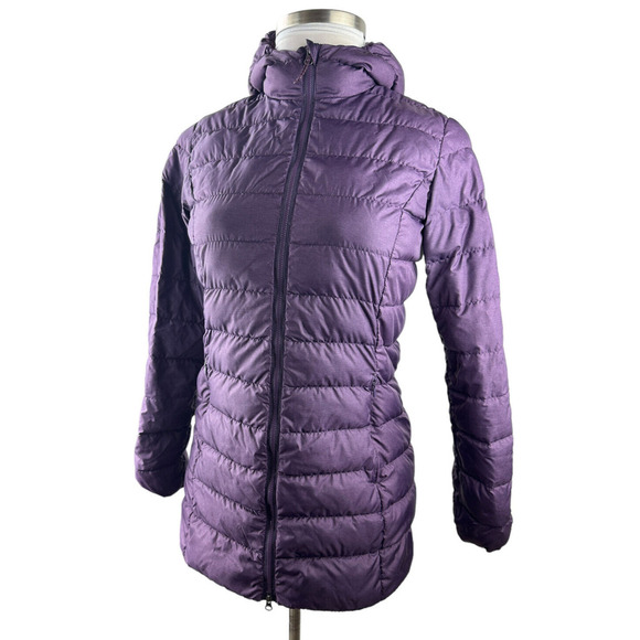 Eddie Bauer Lightweight Down Parka Hooded Puffer Jacket Purple Coat EB650 Small - Picture 2 of 16